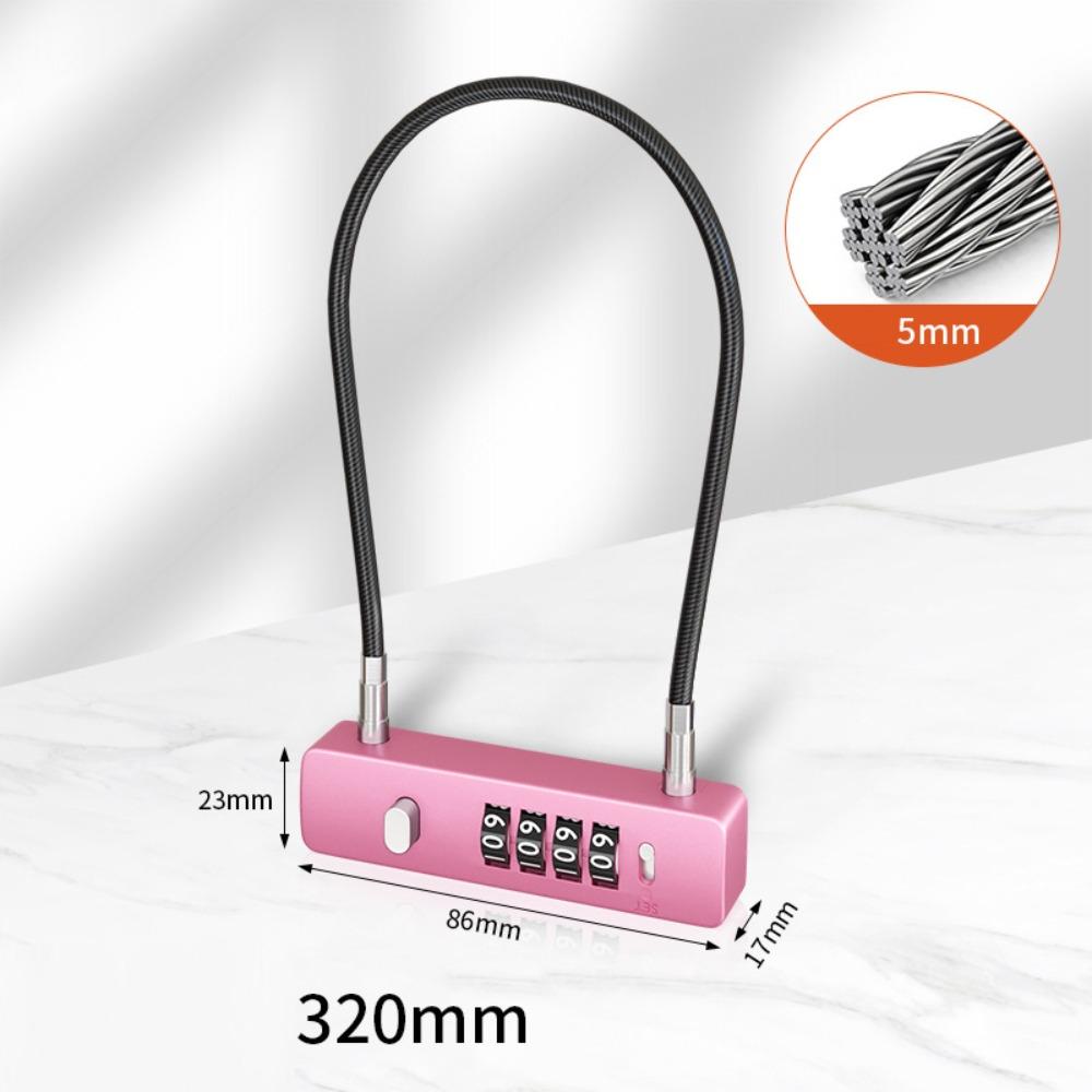 

Кабельний замок для велосипеда 30/60 СМ Міцне протиугінне обладнання Портативний замок для шафки На вулиці Pink-30CM