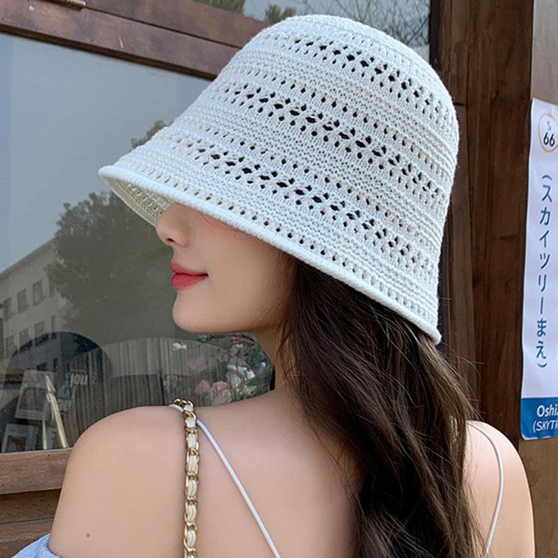 1Pcs Beach Korean Straw Hat Summer Women Visor Breathable Chic Bucket Hats Fisherman Cap Sun Caps Mountaineering Hat
