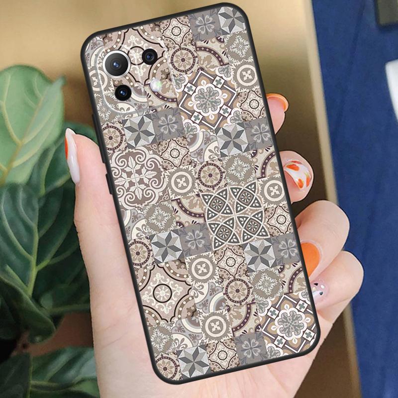 Boho Tile Mosaic Aesthetic Case For Xiaomi 15 14 Ultra 13T 14T 15T Pro 17 Pro Max POCO X7 X5 X6 F5 F6 F7 F8 Pro Coque
