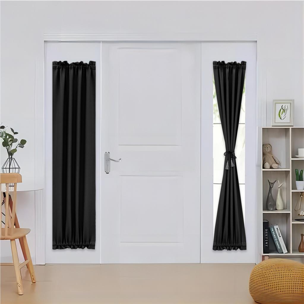 Blackout Door Curtains Privacy Thermal Insulated French Door Curtains Window Panels Kitchen Short Curtains Panels Rod Pocket