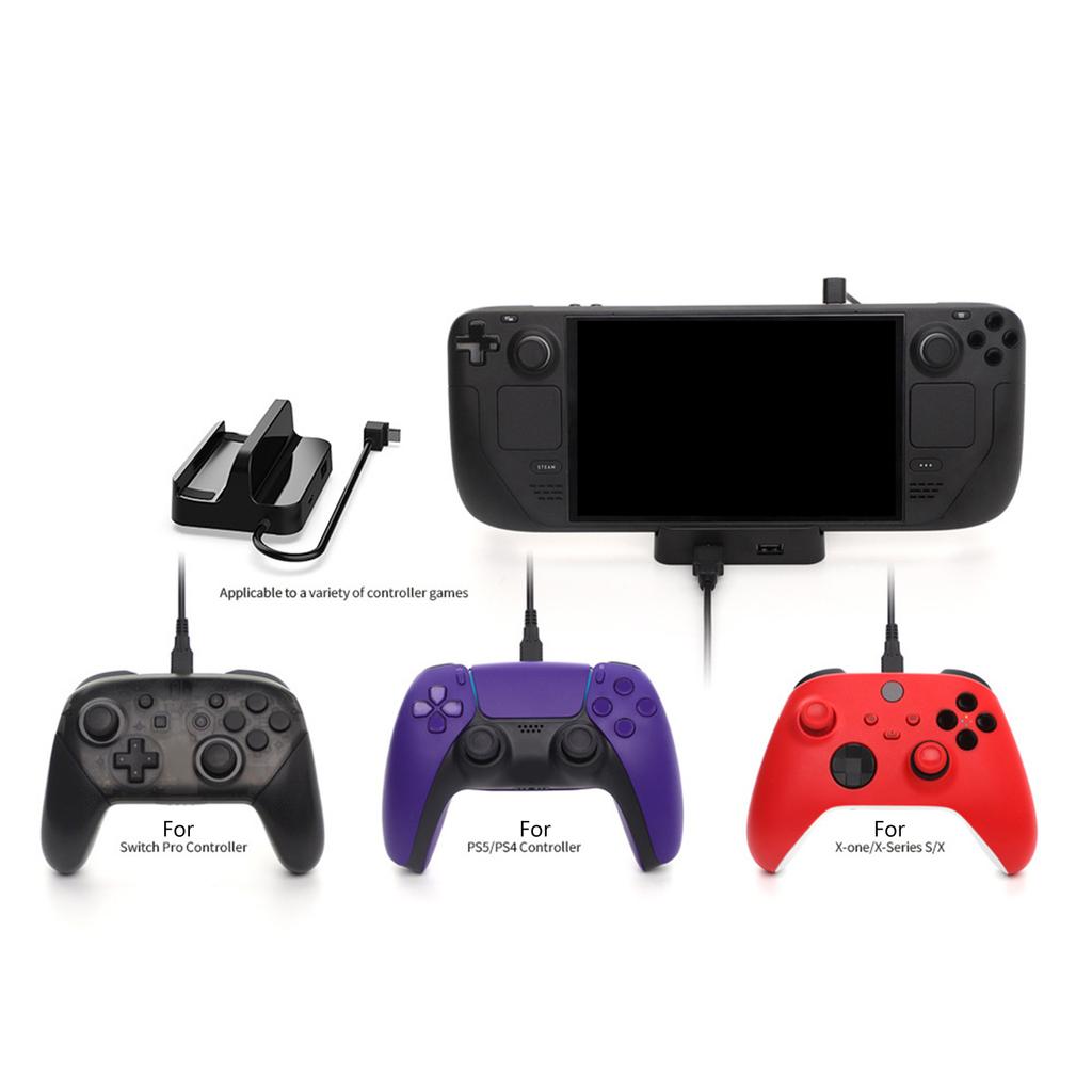 Konsolen-Ladestation Dockingstation Typ-C Ladehalter Ständer mit 3x USB2.0 Ausgangsschnittstelle Anwendbar für Steam Deck