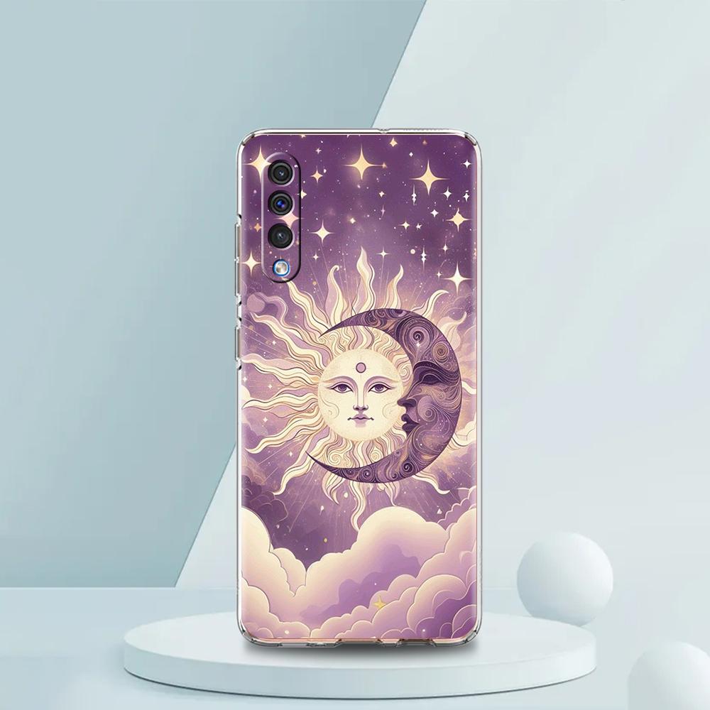 Moon Sun Transparent Phone Case for Samsung Galaxy A16 A14 A12 A22 A24 A42 A02 A03S A06 A50 A70 A20 A30 A40 Soft Cover