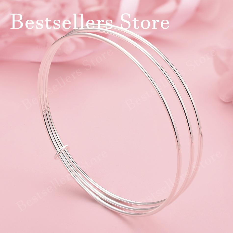 Elegant 925 Sterling Silver Minimalist Three-Strand Thin Bangle Bangle for Women, Fashionable Wedding Party Accessories
