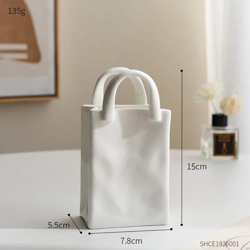 

Nordic Decorative Vase Handbag Ceramic Vase Decoration Home Flowers for Decor Table Decoration Accessories Room Decor Vase Gift