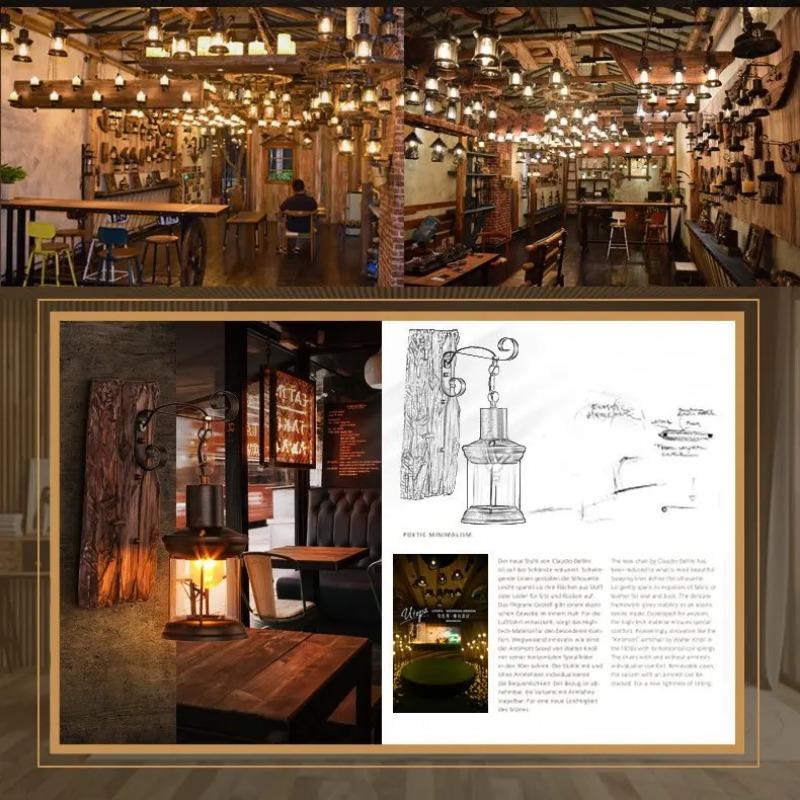 Antike Neue Stil Industrielle Holz Wandleuchte Rustikale Wandlampe Wandleuchte Dekorieren Eisen Metallkunst für Bar Loft Flur