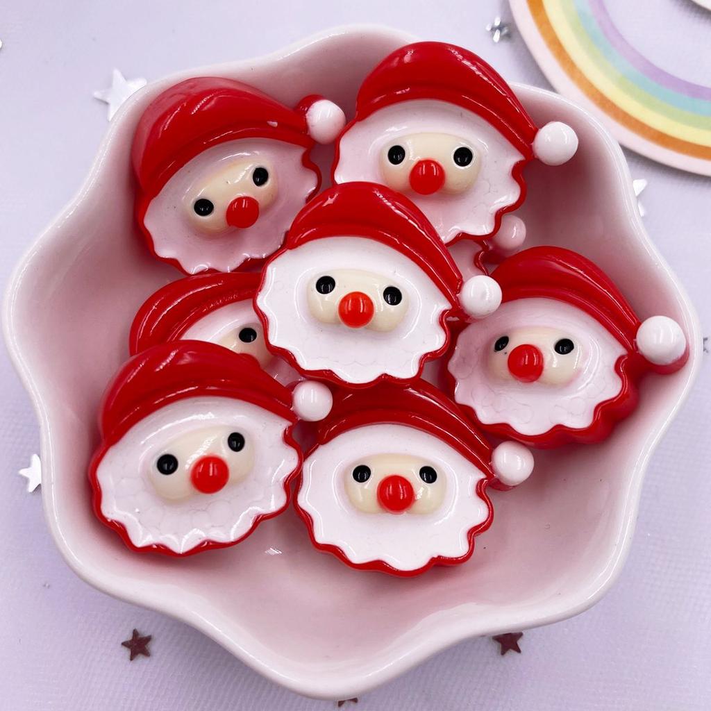 Resin Kawaii Colorful Santa Christmas Tree Snowman Gingerbread Man Flat Back Cartoon Figurines 10PCS Scrapbooks DIY Decor Crafts