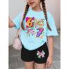 Conjunto de 2 piezas de Verano para Niños, Casual Deportivo de Tendencia, Estampado de Patrón 3D, Camiseta de Cuello Redondo y Pantalones Cortos