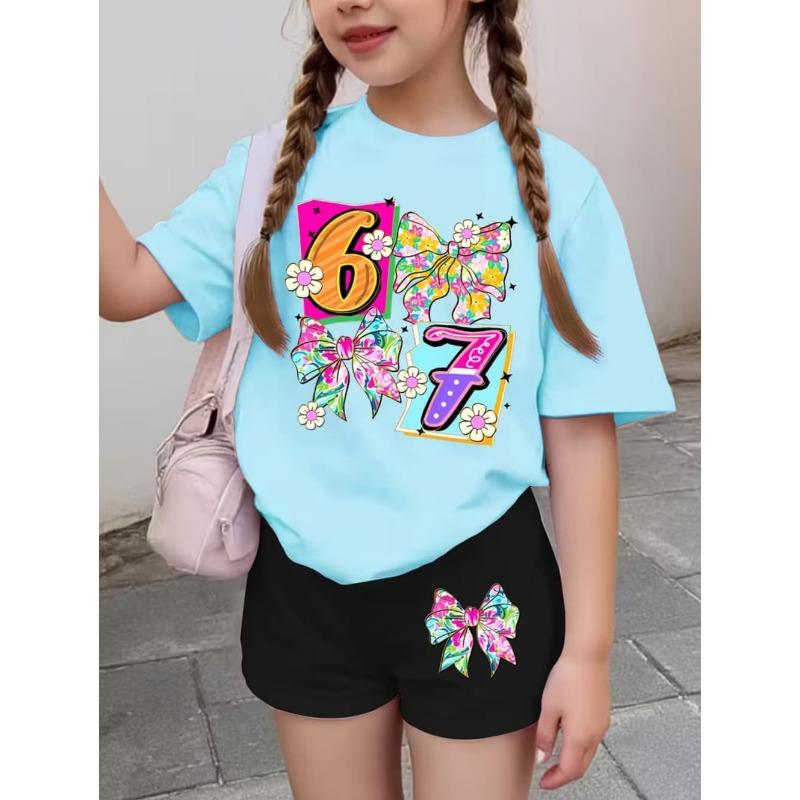Conjunto de 2 piezas de Verano para Niños, Casual Deportivo de Tendencia, Estampado de Patrón 3D, Camiseta de Cuello Redondo y Pantalones Cortos