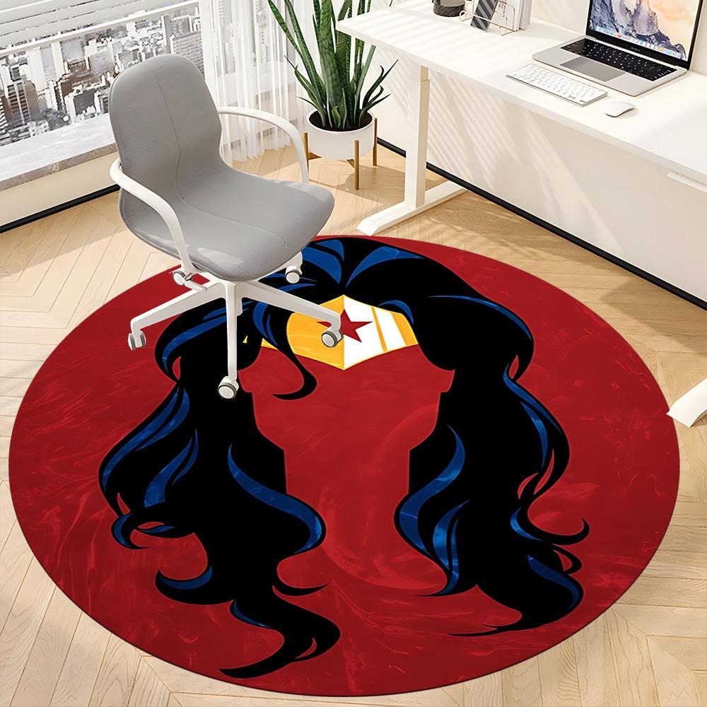 1pc Wonder Woman Office Round Area Rug, Under Office Chairs Bedroom Living Room Home Decor, Room Deco, Available in Various Sizes