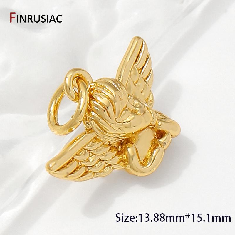 Позолоченная латунь 14K Милые подвески-Купидоны Ангел Подвеска Принадлежности для изготовления ювелирных изделий Подвески, DIY Аксессуары для изготовления ожерелий 1 piece