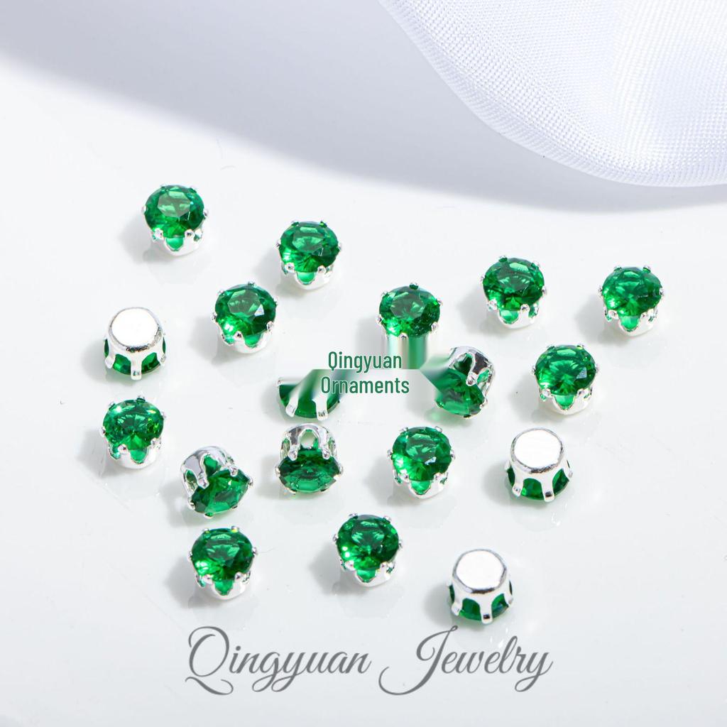 Round Claw Zircon Crystal DIY Jewelry Accessories for Bracelets, Necklaces, Wedding Dresses, and Dance Costumes