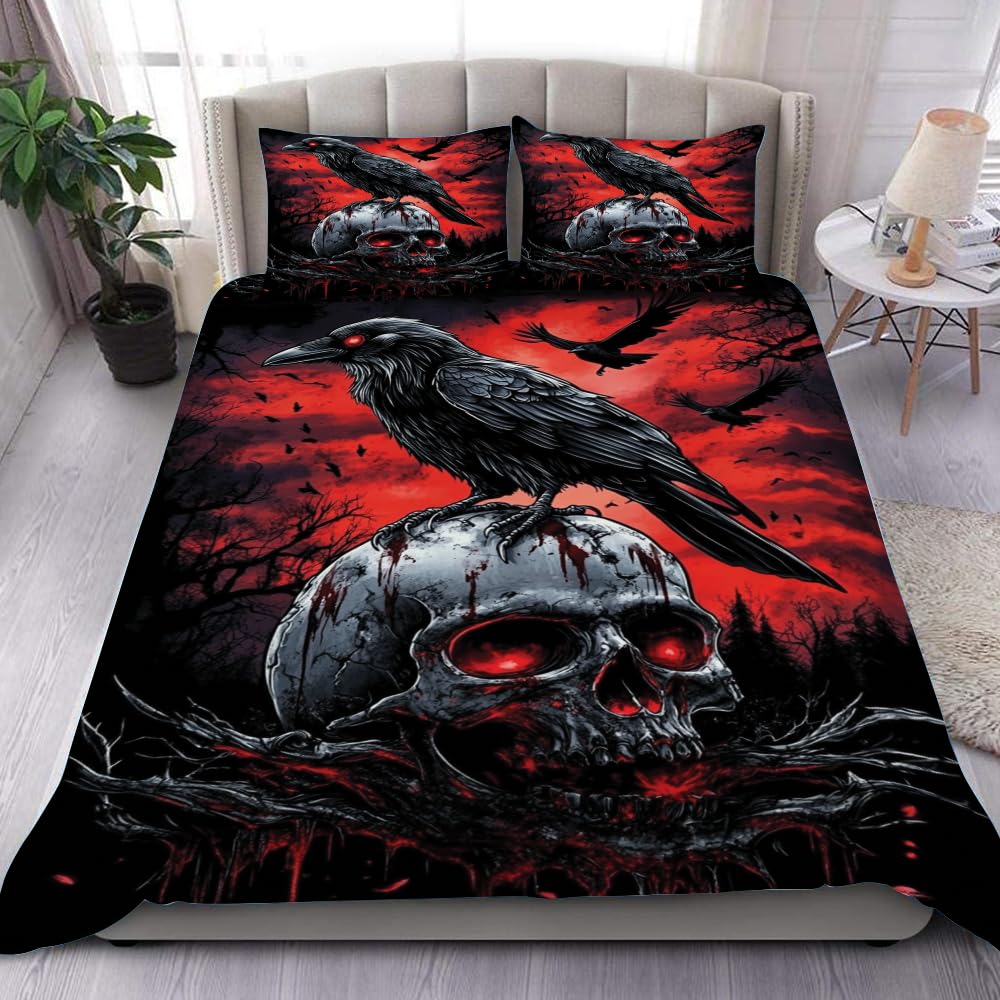 Raven Duvet Covers For Boys Men Quilt Covers Queen Size Lightweight Down Bedroom Decor 2 Pillowcases 1 Duvet Cover No Comforter