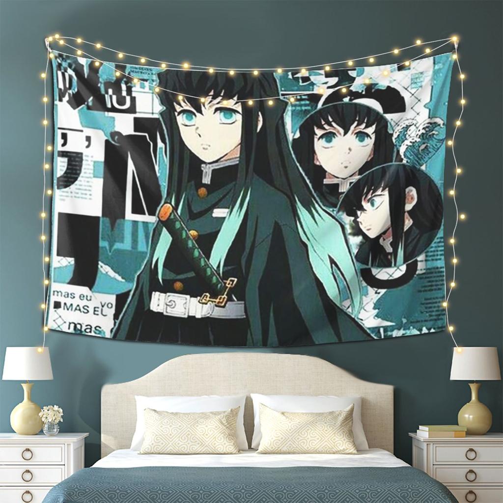 Demon Slayer Muichiro Tokitou Tapestry Wall Hanging Aesthetic Home Decoration Tapestries for Dorm Room