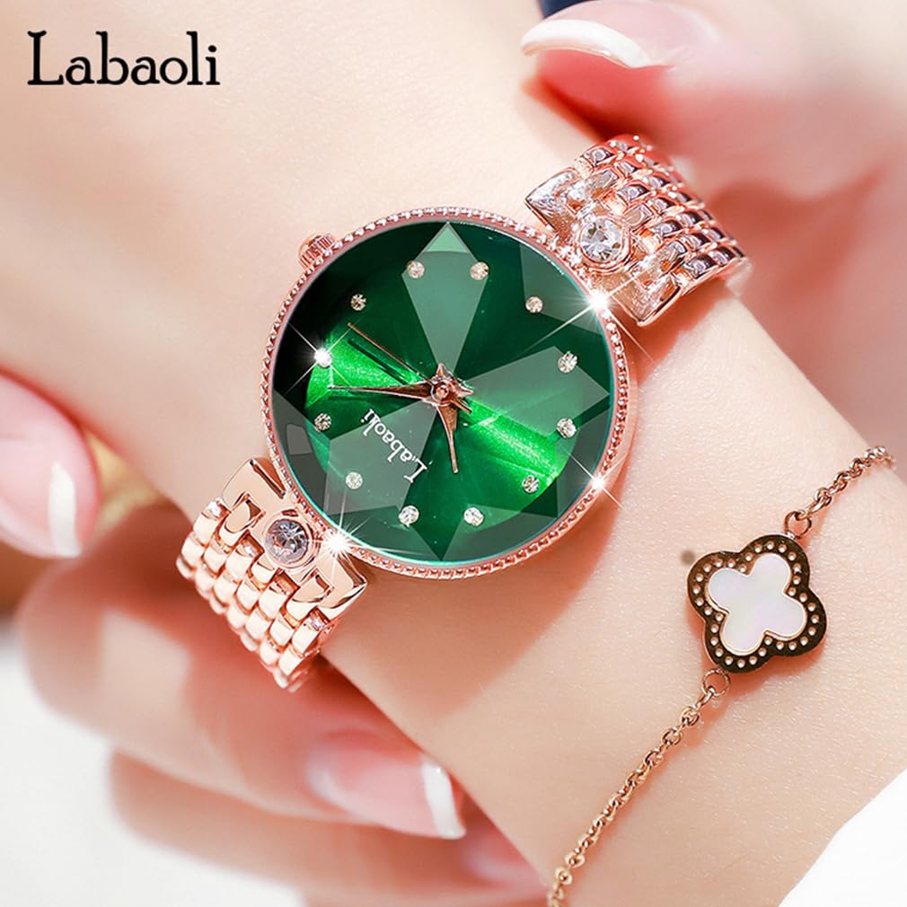wristwatch for stainless perfect for business or a luxurious gift for Rose gold and Stylish, cute, crystal-adorned women. Waterproof, brand-name,