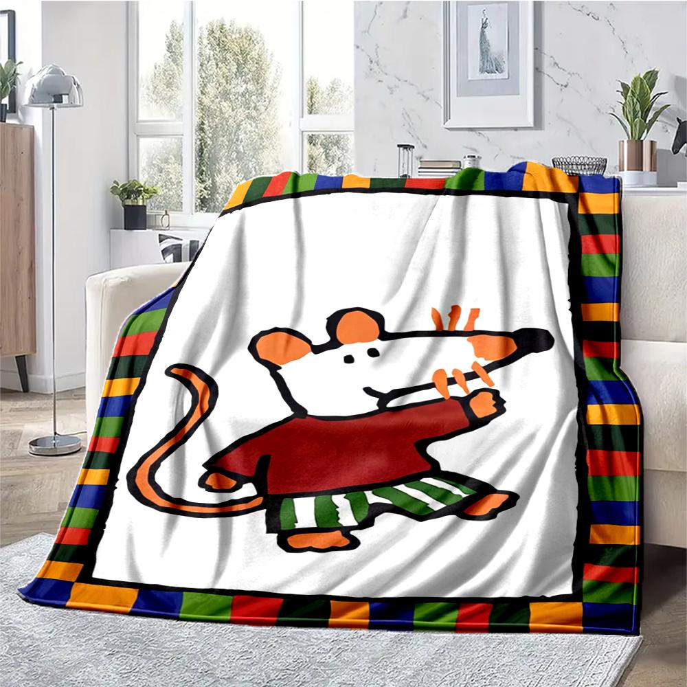 Maisy Mouse Theme Printed Blanket - Perfect for Couch, Bed, Travel & Outdoor Use | Machine Washable, Cozy & Durable.