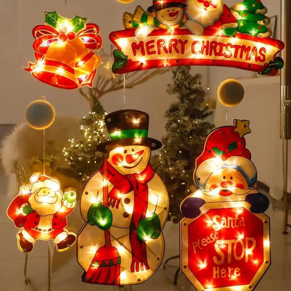 Snowman Shaped Window Hanging Light PVC Xmas Color Lamp New LED Sucker Light