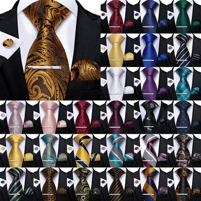 Slik Mens Tie Clip Set Blue Floral Necktie Pocket Square Cufflinks Wedding 4pcs