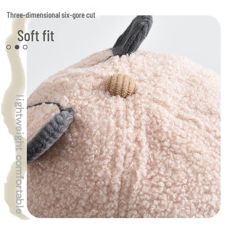 Kids' Autumn/Winter Windproof Warm Duckbill Cap with Cartoon Rabbit Design