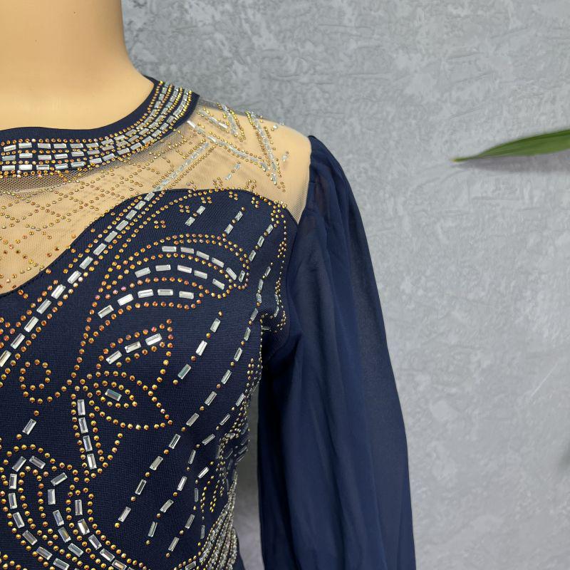 New 2023 African Two-Piece Set with Mesh Splicing and Hot Diamond Design