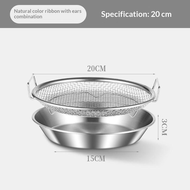 

Stainless Steel Cooking Oil Strainer Round Shape Double Handles Reusable Oil Filter Tray Fine Leaking Holes Heat Resistant 20cm