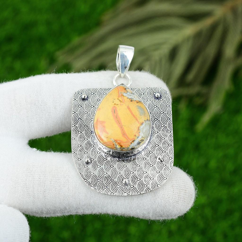 Natural Maligano Jasper Gemstone Pendant 925 Sterling Silver Jewelry For Women