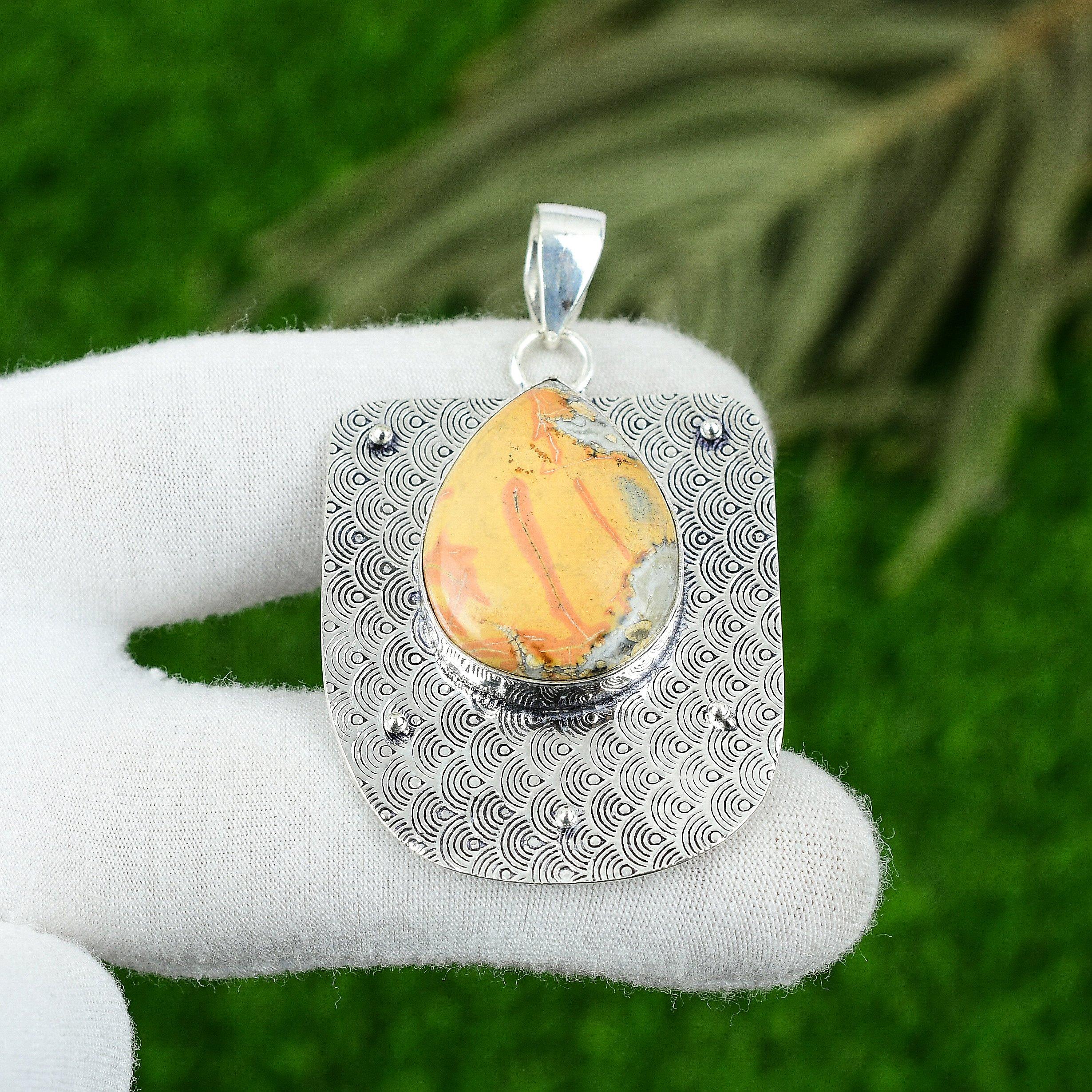 

Natural Maligano Jasper Gemstone Pendant 925 Sterling Silver Jewelry For Women