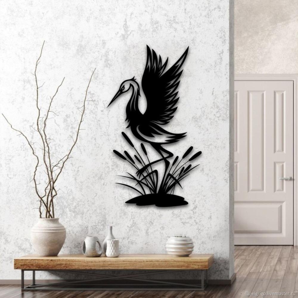 Metal Wall Art Swan Bird Silhouette Home Decor Garden Sculpture