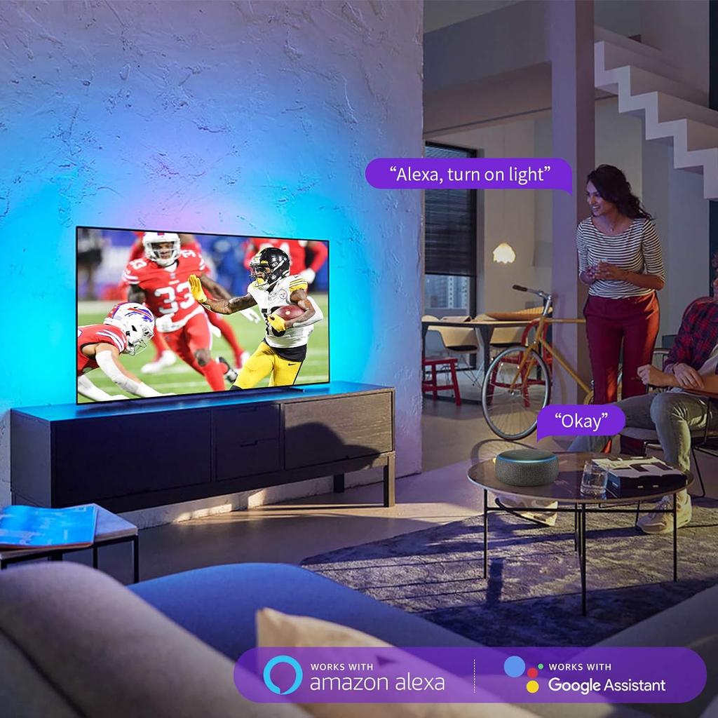 LED Light for 85 Inch TV,19.4Ft USB Smart WiFi TV LED Backlight Sync with Music,RGBW 6500K Bias Lighting,Led Light Strip Compatible with Alexa for