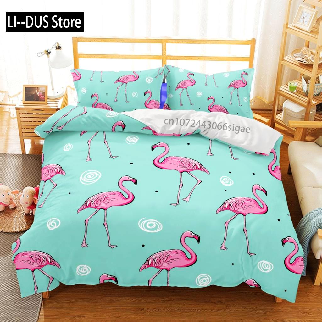 Rosa Flamingo Bettwäsche Set Einzelbett Twin Full Queen King Size Flamingo Bett Set Aldult Kinder Schlafzimmer Bettbezug Sets 3D Druck 012