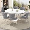 Velvet dining chair, set of 2, luxurious living room/bedroom lounge chair with four silver-colored metal support legs, gray [OLD SKU:N634P184684G]