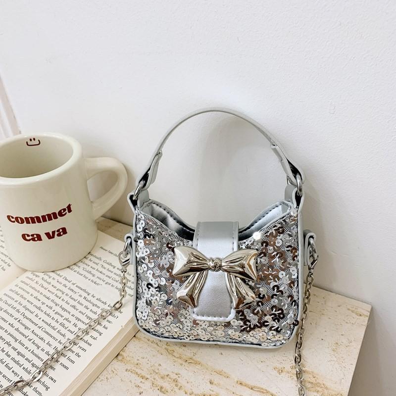 Girl Sweet Toddler Bow Sequin Chain Purse Butterfly Element Casual Use School