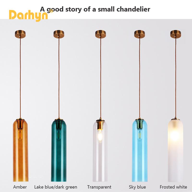 Modern LED Pendant Light Stained Glass Hanging Lamp Room For Bedside Bedroom Dining Room Living Room Illumination Fixture Lustre