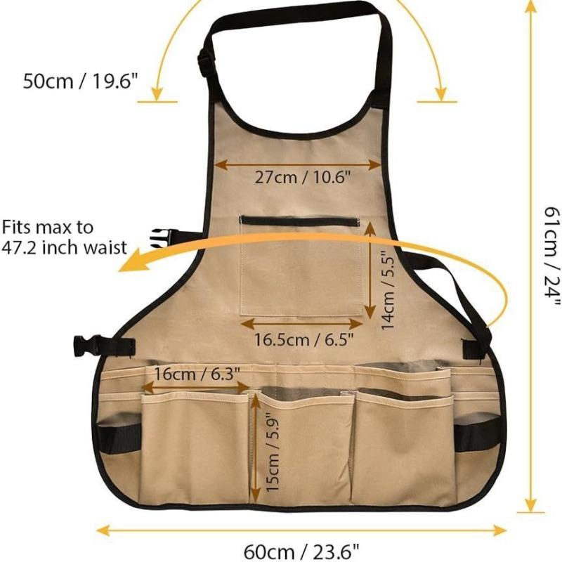 Waterproof Multi-Pocket Gardening Tool Apron Ideal for Mechanics Workwear Outdoor Garden Working Storage