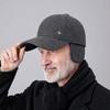 Mens Winter Warm Wool Blend Baseball Cap with Ear Flaps Dad Hat
