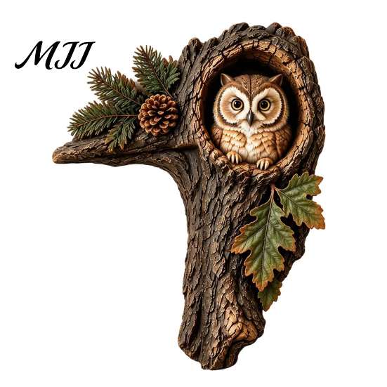 Christmas Classroom Decoration Woodland Chipmunk Door Topper, Resin Tree Hollow Corner Decor with Oak Festive Wooden Ornament Leaves, Cute Forest