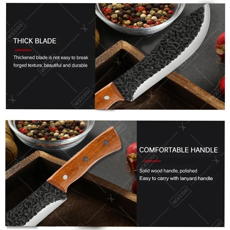 WXCOO Stainless Steel Chef Boning Knife with Sheath Hand Forged Butcher Knife Kitchen Fish Filleting Knife Rust Resistant Handle