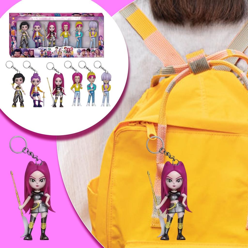 6-piece --Group Figure With Keychain, Windowed Gift Box Packaging