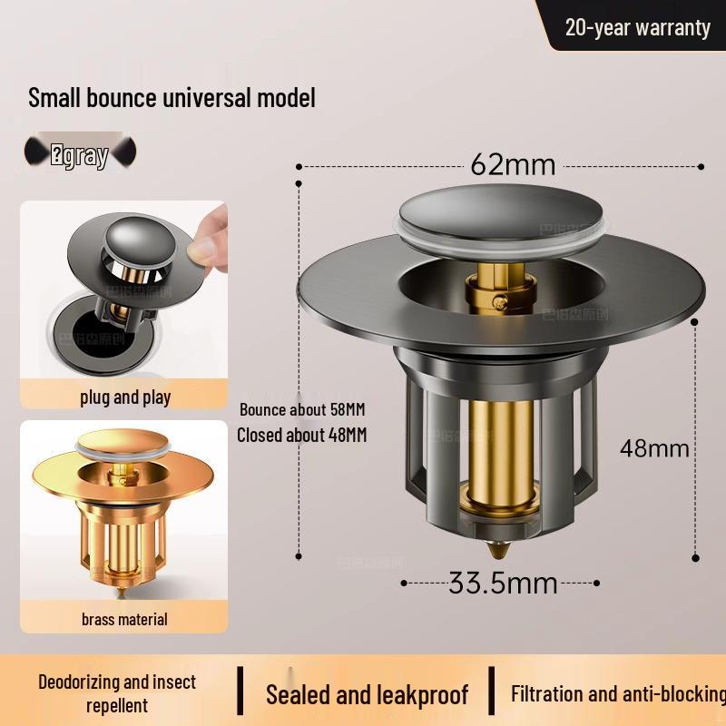 

Universal Anti-Odor Pop-Up Drain Stopper for Washbasins and Sinks