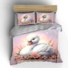 Swan With Pink Floral Background Printed Duvet Cover Set1 Duvet Cover+2 Pillowcasemulti Size Bedroom Bedding Decor