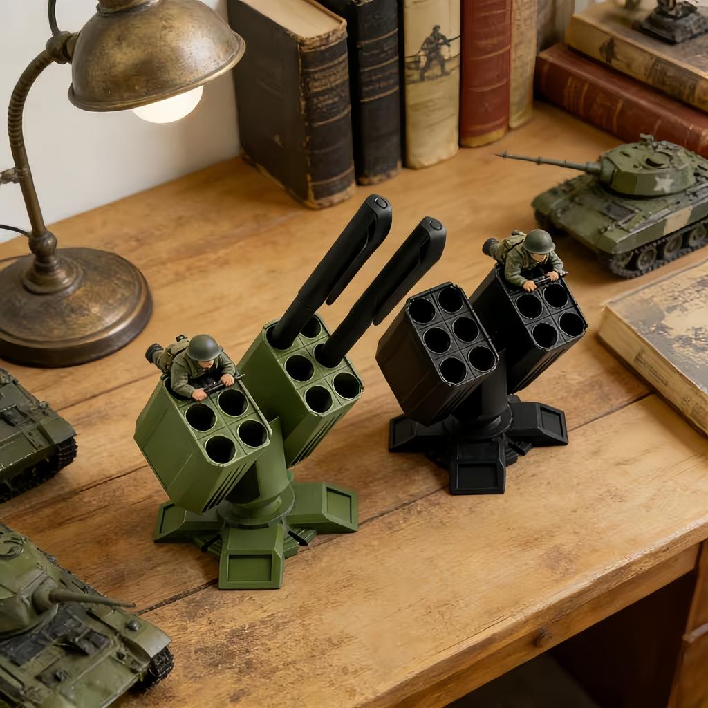 1 Piece of 3D Printed Military Defense Turret Pen Holder, Can Hold 12 Pens, Creative Desktop Storage Solution, Detachable Minimalist Ornament, Party