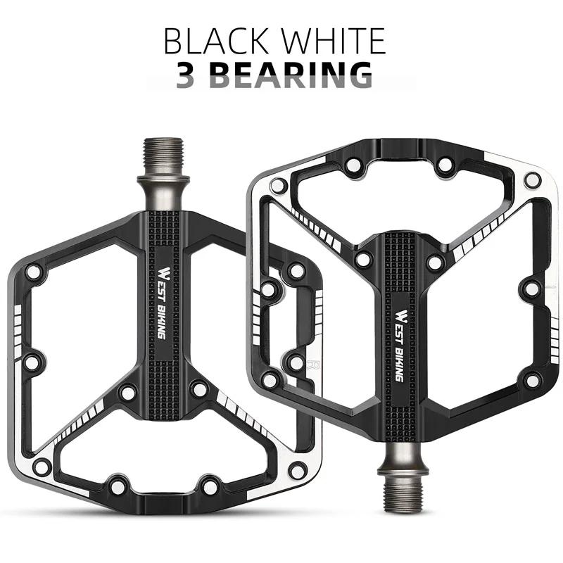 WEST BIKING Aluminum Alloy Bicycle Pedals Double DU Bearing 3 Perrin Chromium-molybdenum Steel Shafts MTB Road Bike Accessories