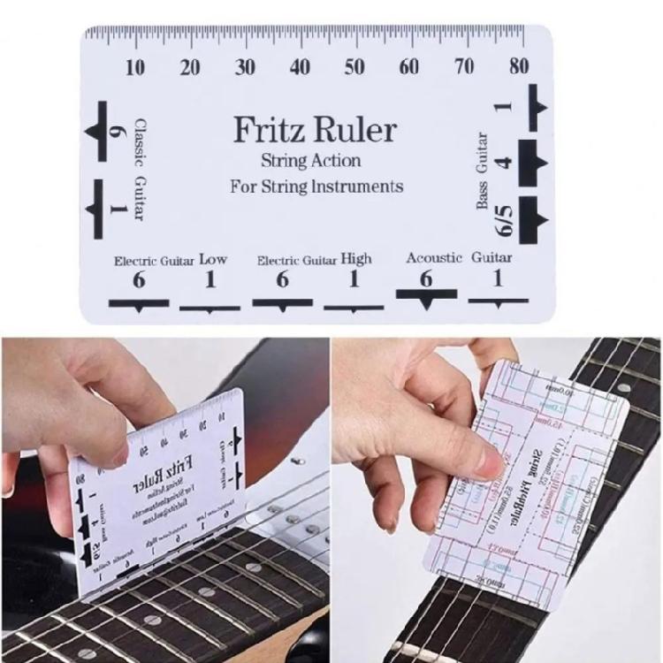 Gitarrensaiten-Abstandsmesser Gitarrenlineal Doppelseitiges Saitenabstandslineal Messwerkzeug für Gitarre Mandoline Banjos