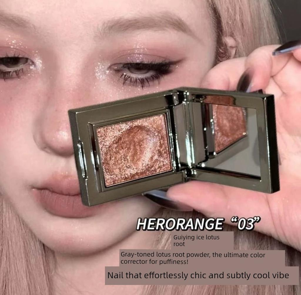 Fairy Crystal Single Color Eyeshadow Low Saturation Gray Pink Rose Noble and Luxurious Pink with Fine Diamond Shimmer Smokey Look