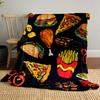 Fast Food Pattern Blanket Design Patterned Blanket, Flannel, Suitable for All Seasons, Home Decor, Warm and Cozy