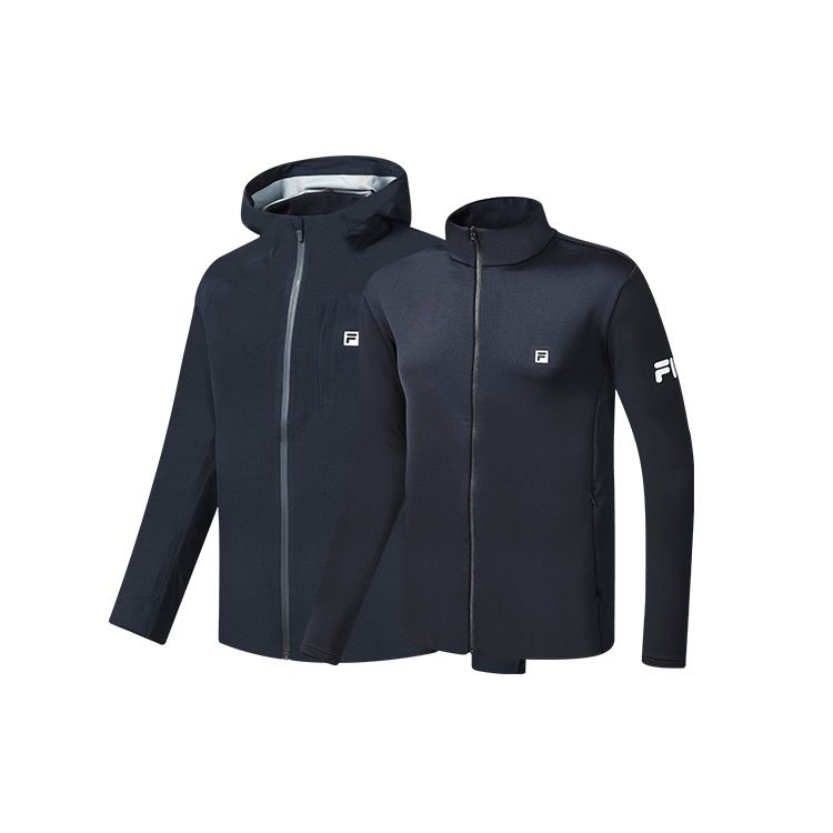 Fila Athletics Logo Hooded Detachable Jacket Men Jackets Dark-Blue A11M241704FNV