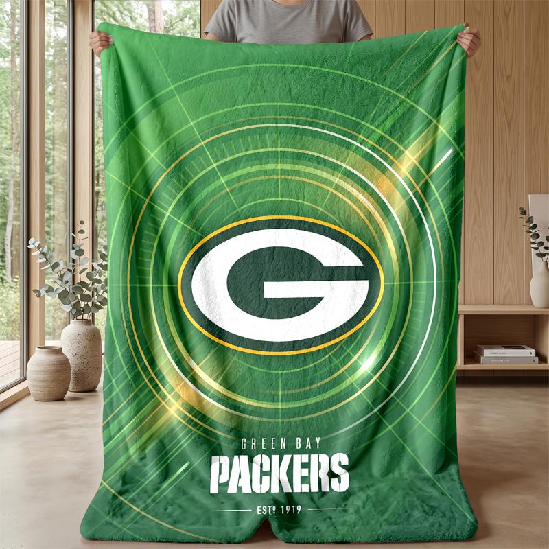 Green Bay Packers Flannel Fleece Blanket Cozy Warm Throw Blanket For Couch Bed Travel All Season Use