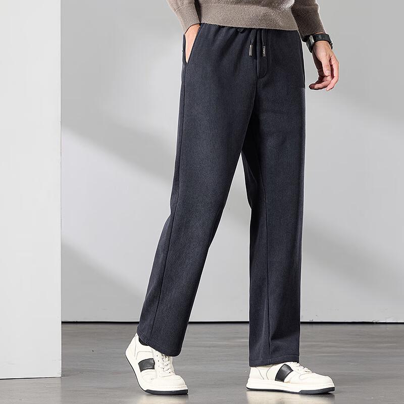 

FAPAI Men s Fleece-Lined Thickened Casual Straight-Leg Pants 3XL