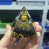 Pyramid Orgonite + Led Lamp Base 5Cm Crystal Stones Amulet 5Cm Hx05