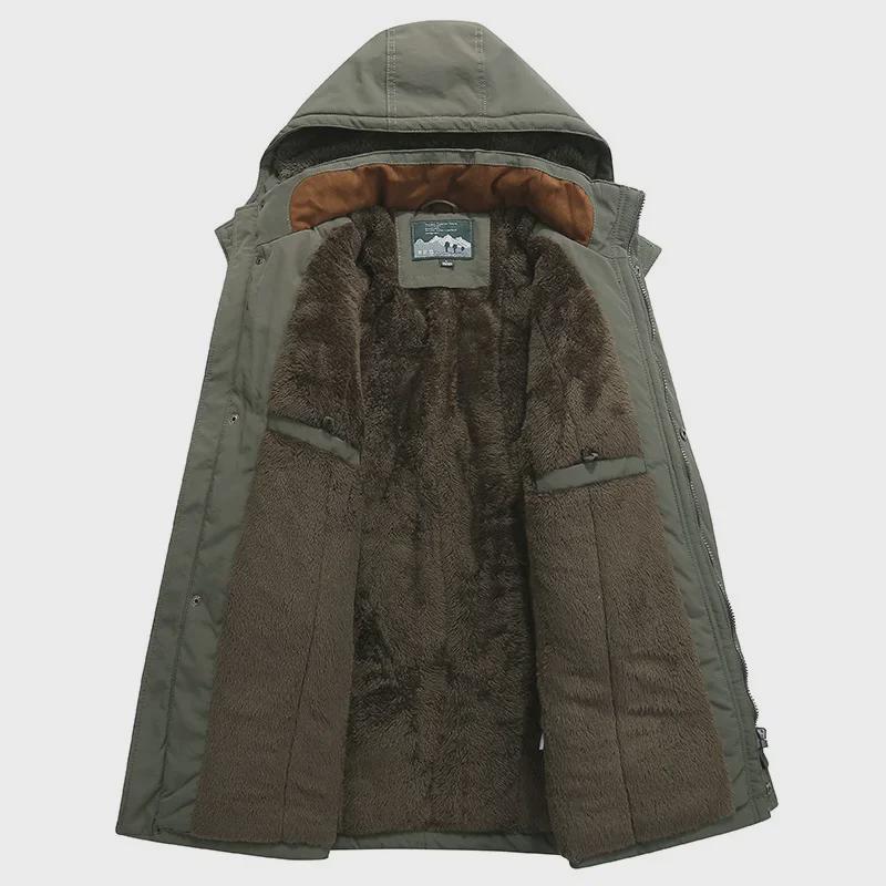Men's Winter Multi-Pocket Cotton Coat - Thickened, Loose, Cold-Resistant, Casual Style 8186