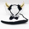 Devil Costume Kits Halloween Party Prop Devil Ears Headband Bow Tie Tail Set Cosplays Performances Prop for Women Kids